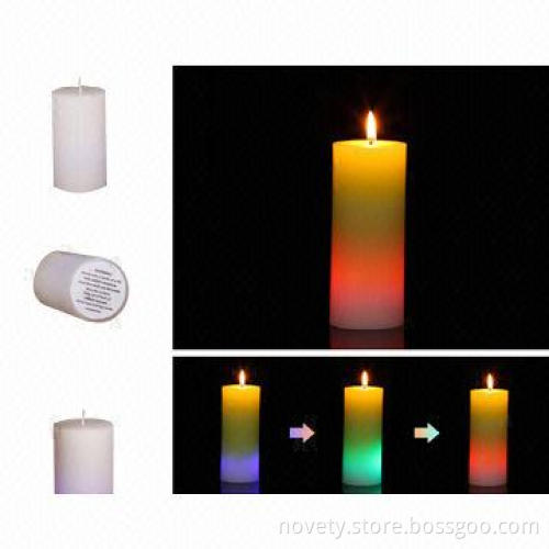 LED Cylinder Candle, Real Smokeless Wax Candles Really Change Colors when Lit